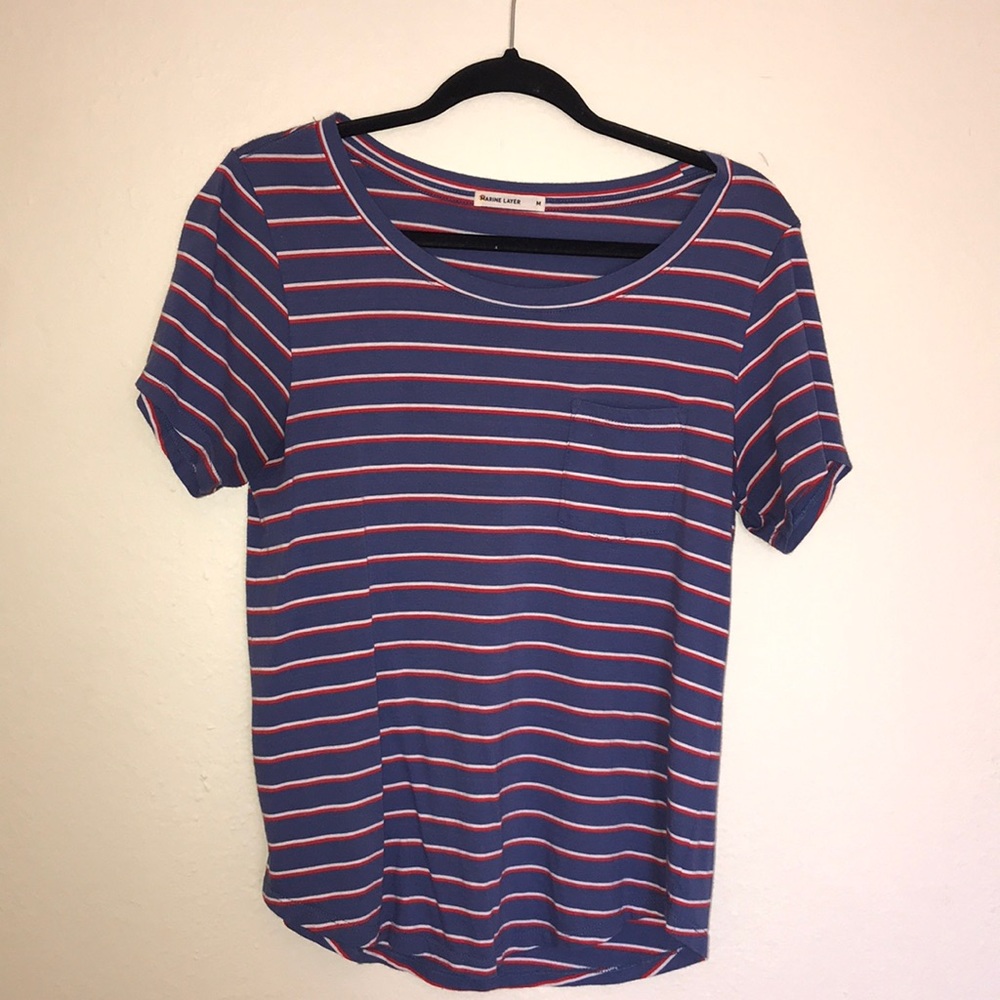 Medium Marine Layer Striped Crew Tee with Pocket
